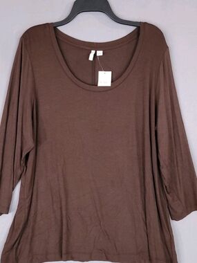 Cato Women's Brown 18/20W Rayon Spandex 3/4 Sleeve Top